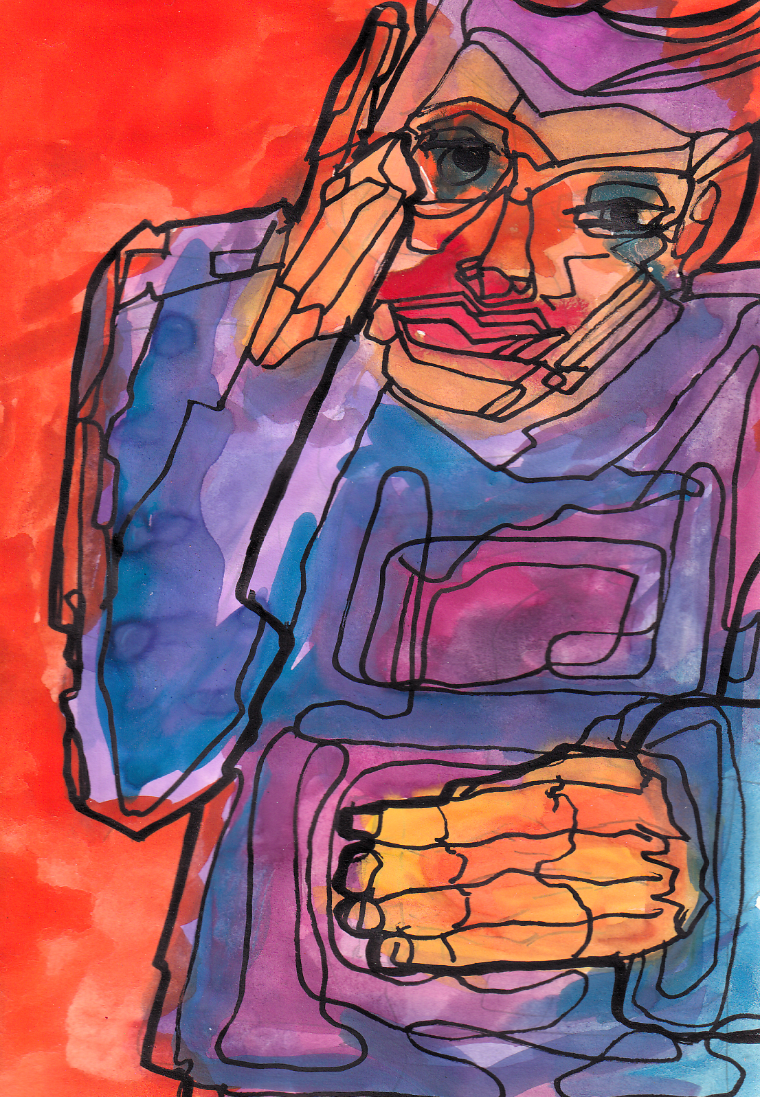 The Violet Listener in Orange Weather