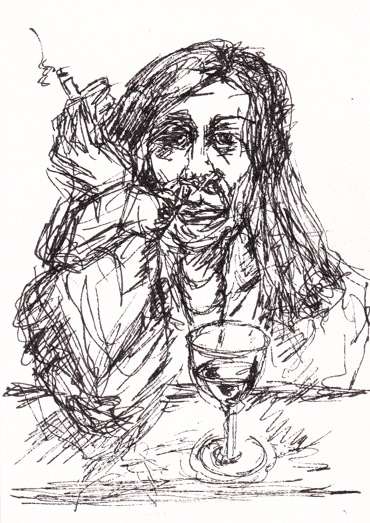 The Smoker at the Edge of the Line(a picture-poem in black and defiance)