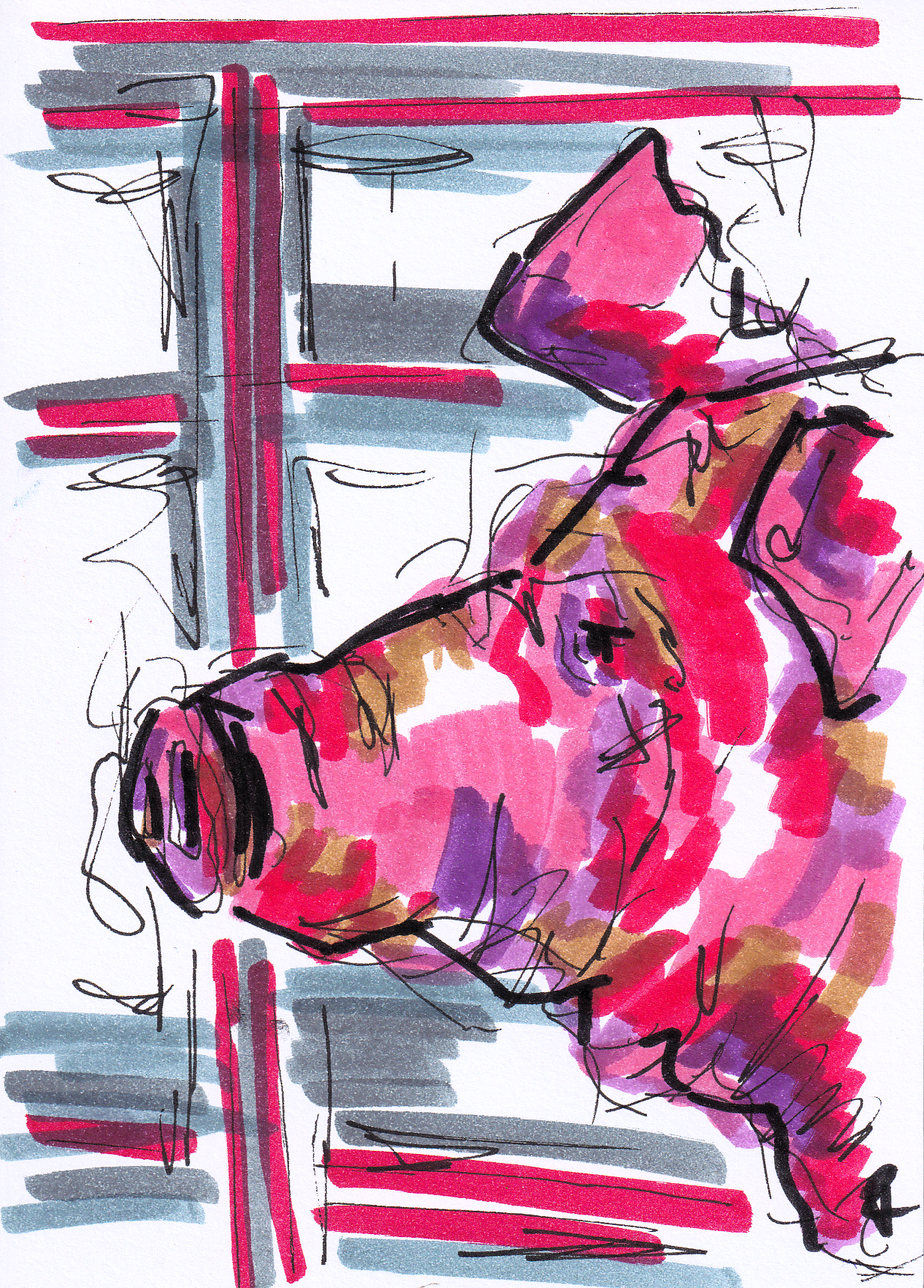 Gridwork Oink in Magenta