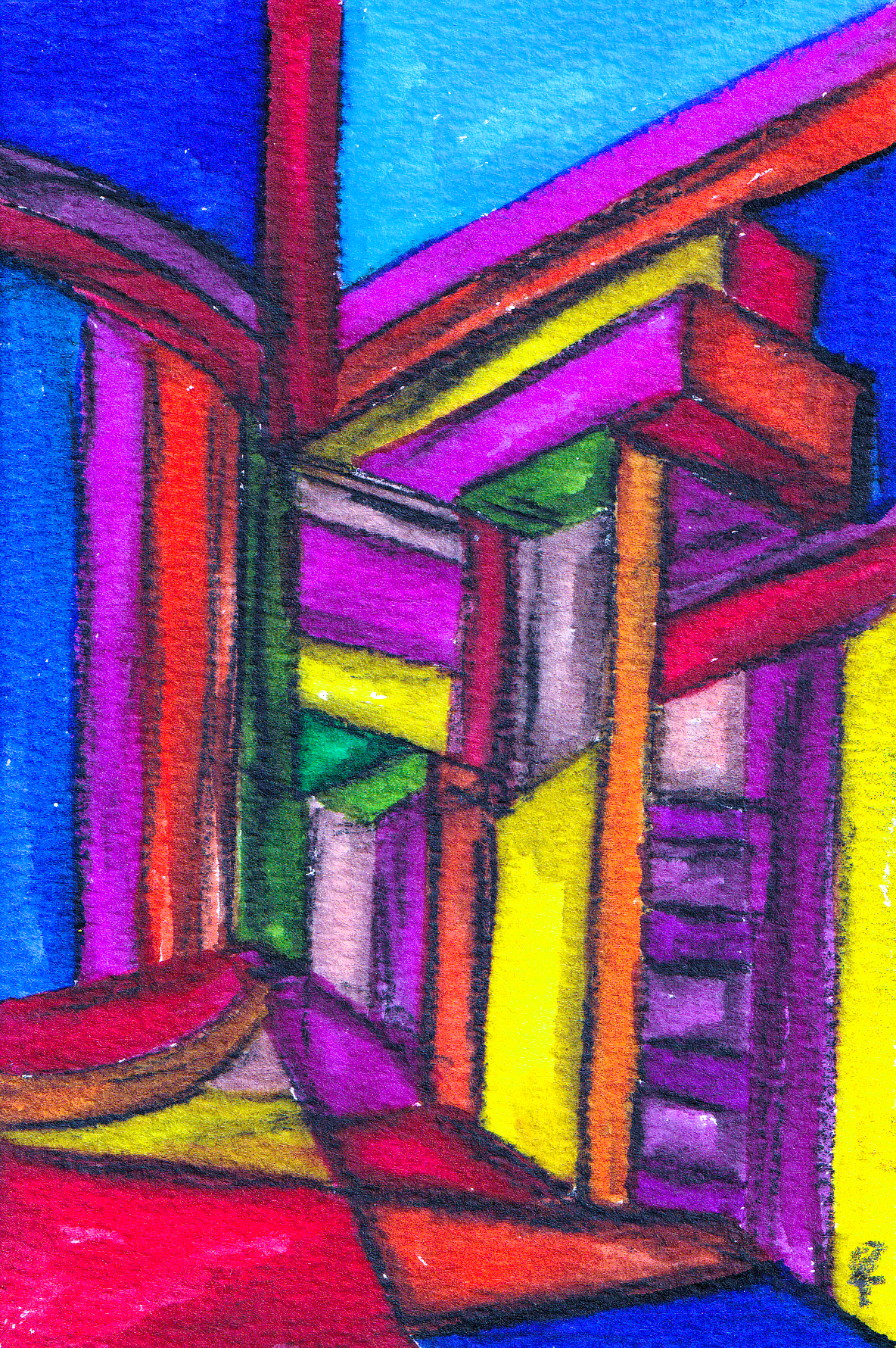 This is not a pigture,this is a corridor that forgot its wallsand kept only the colors.